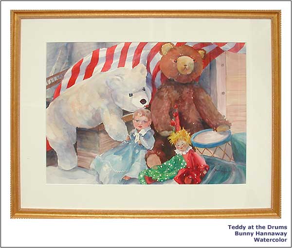 Teddy at the Drums | Bunny Hannaway | Watercolor.