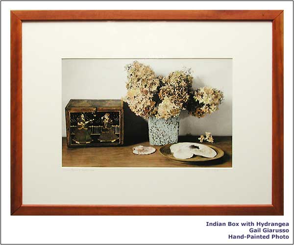 Indian Box with Hydrangea | Gail Giarusso | Hand-Painted Photo.